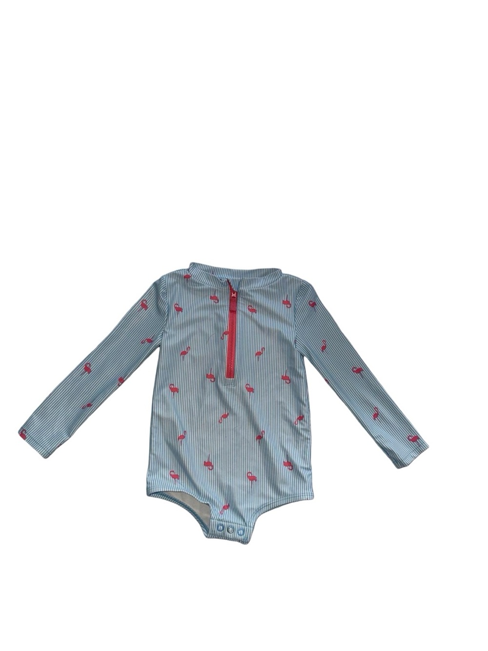 Carter's Just One You Flamingo Striped Long Sleeve One Piece Rashguard Swimsuit